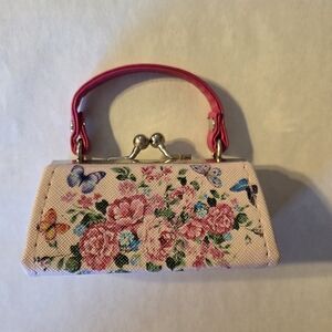 Fushia Floral Lipstick/Change Purse Mini